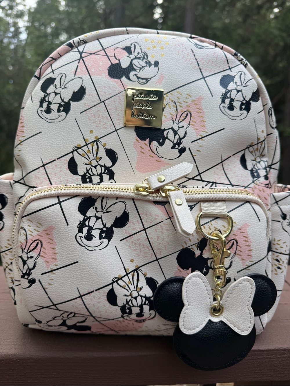 Petunia Pickle Bottom White & Pink Minnie Mouse Backpack